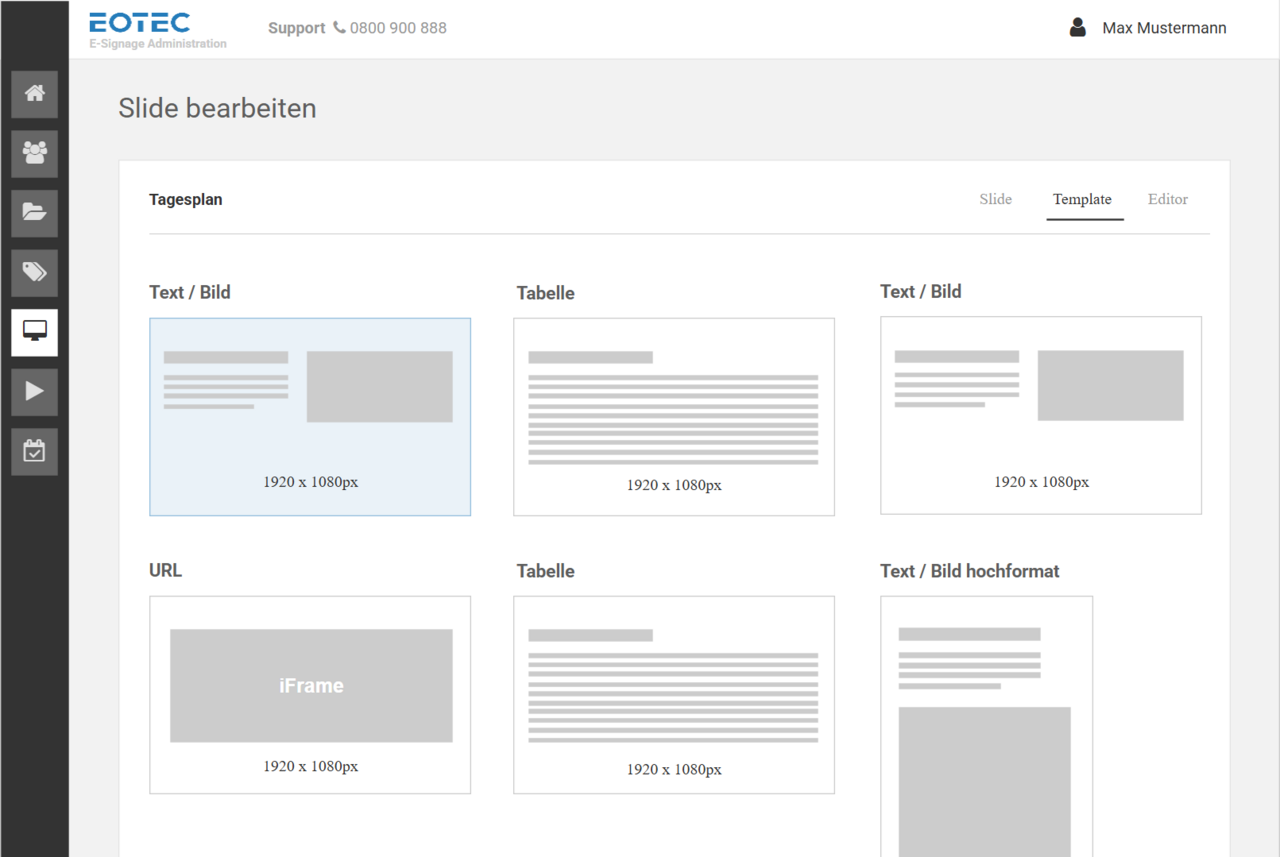 Digital Signage EOTEC Wireframes